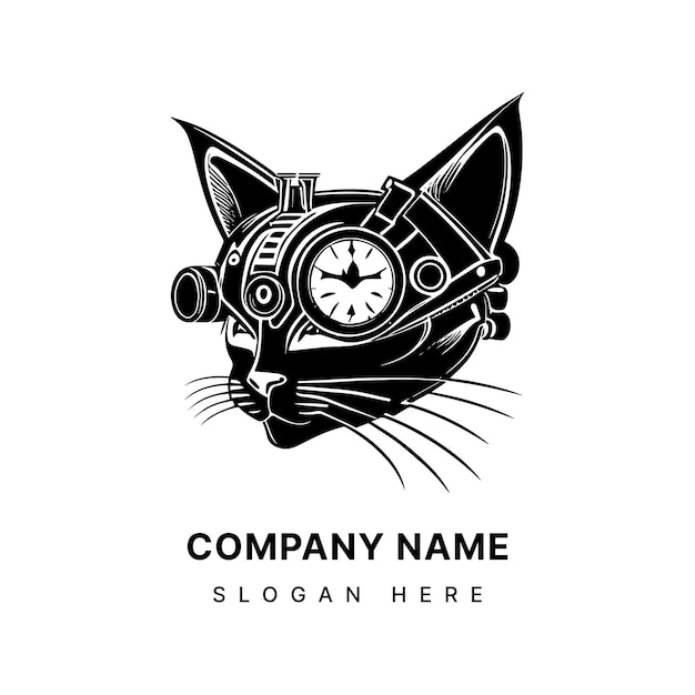 Steampunk Cat logo illustration