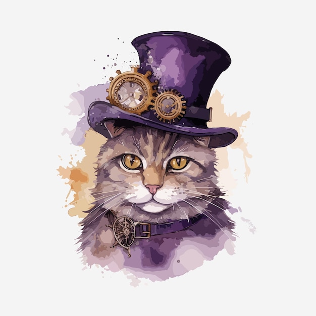 Premium Vector | Steampunk cat vintage vector illustration for tshirt