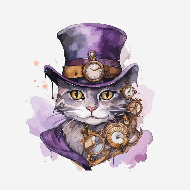 Premium Vector | Steampunk cat vintage vector illustration for tshirt