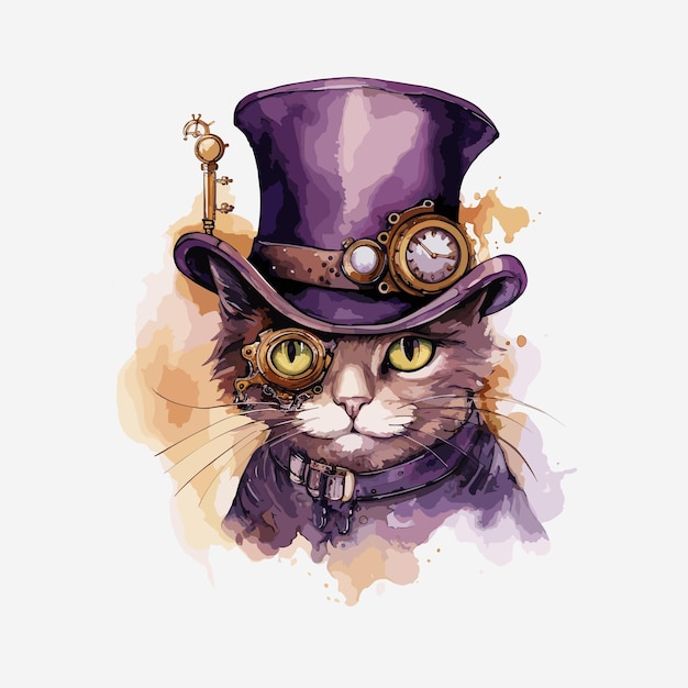 Premium Vector | Steampunk cat vintage vector illustration for tshirt