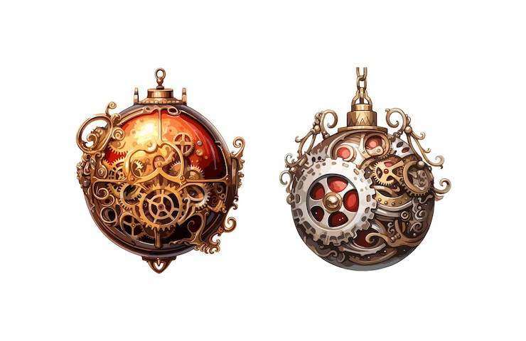 Вектор иллюстрация с изолированным вектором steampunk christmas ball clipart