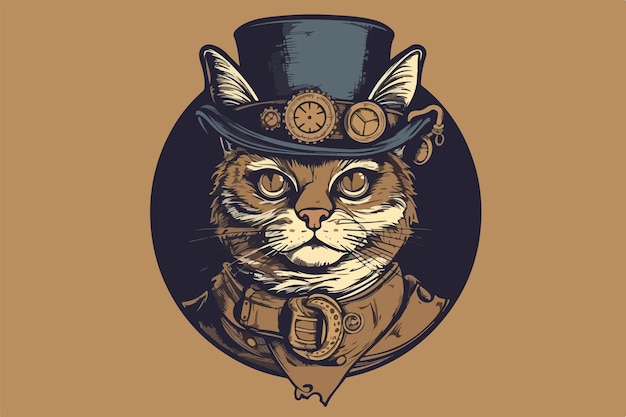 Vector steampunk dog vintage vector illustration for tshirt