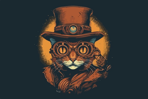 Vettore illustrazione di vettore dell'annata del cane steampunk per tshirt