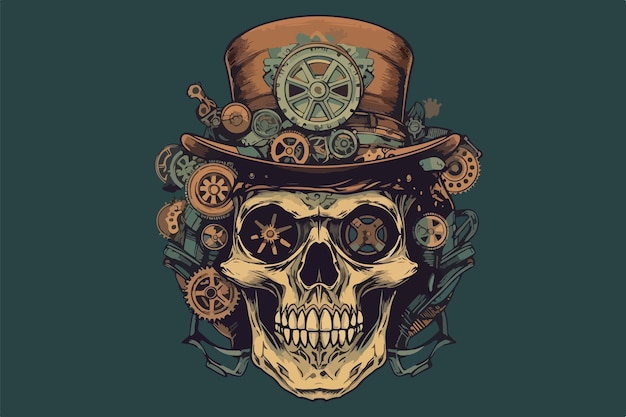 Vettore illustrazione di vettore dell'annata del cane steampunk per tshirt