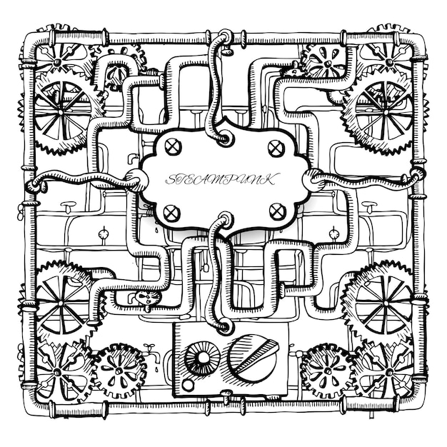 Vector steampunk frame