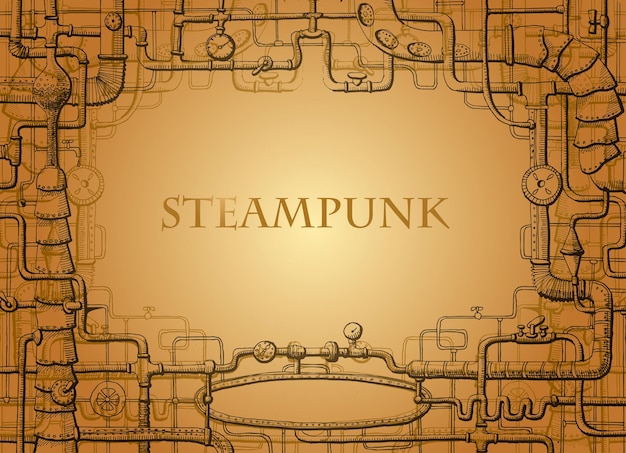 Vector steampunk frame