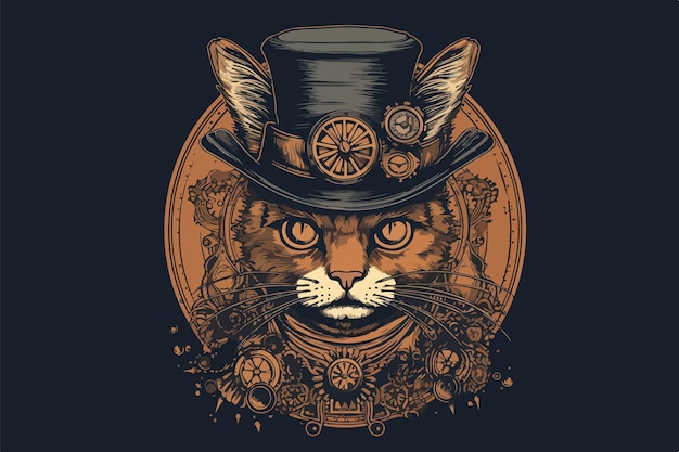 Steampunk hond vintage vectorillustratie voor t-shirt