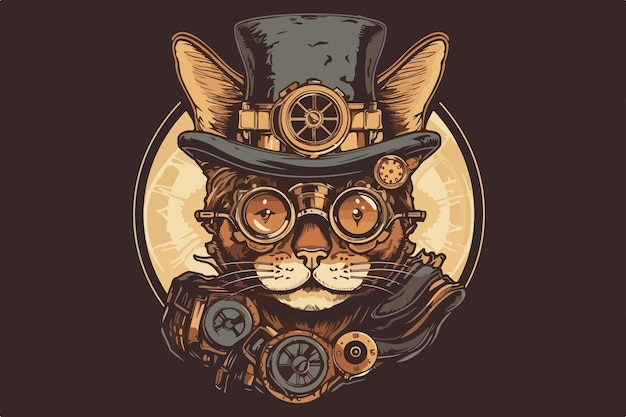 Vector steampunk hond vintage vectorillustratie voor t-shirt