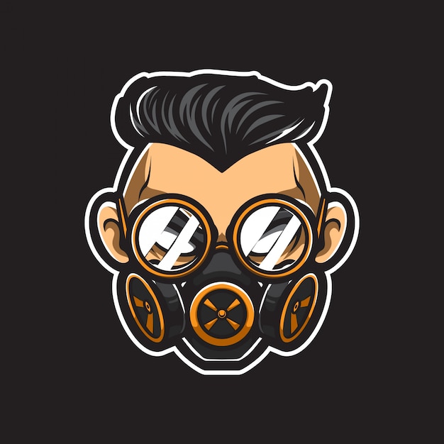 Steampunk uomo testa vector logo