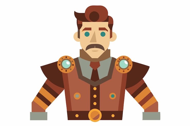 Vector 스팀크 맨 기계 디자인 터 색 배경