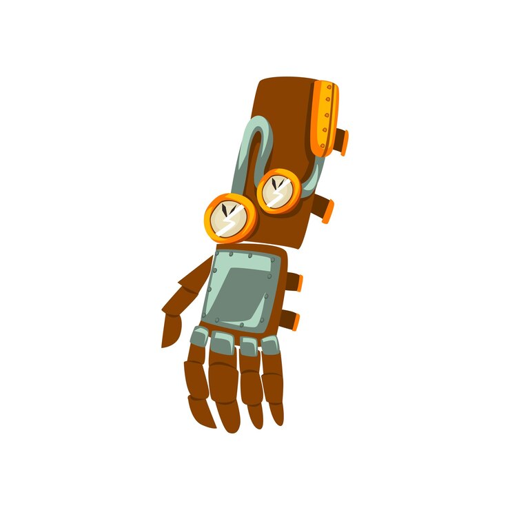 Vector steampunk mechanical hand antique device vector illustration isolated on a white background