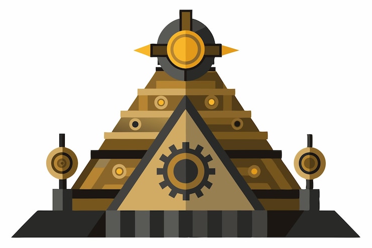 Vector steampunk mechanical pyramid vector