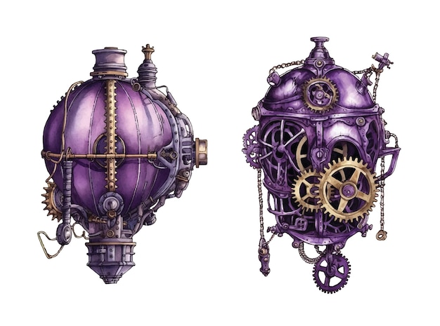 Steampunk-mechanismen clipart geïsoleerde vectorillustratie