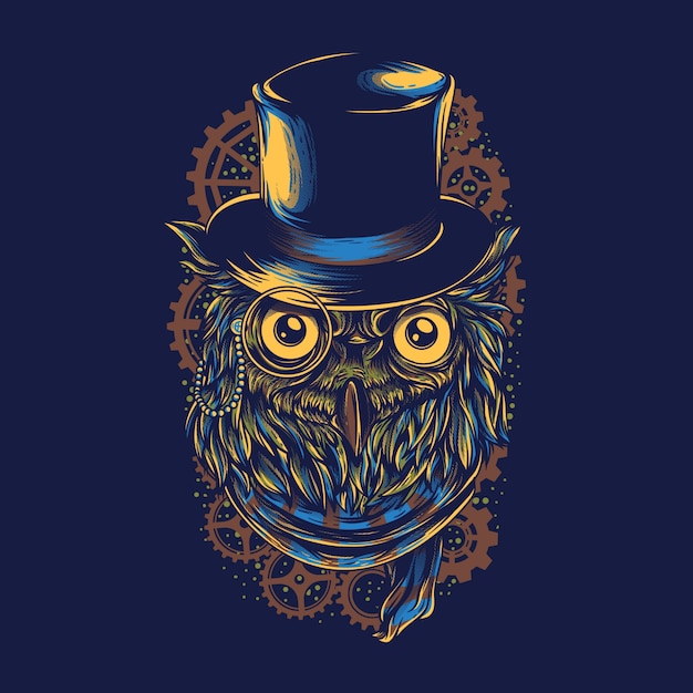 Vector steampunk owl