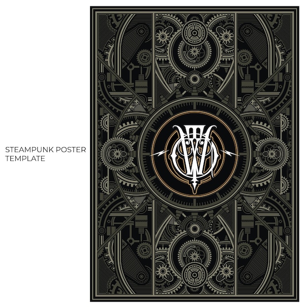 Steampunk poster template are applicable for using on shirt design poster CDDVD cover skate desk