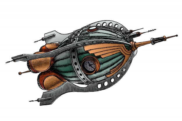 Steampunk raket. vector illustratie