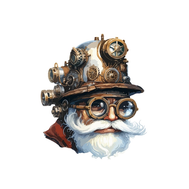 Steampunk Santa Claus clipart geïsoleerde vector illustratie