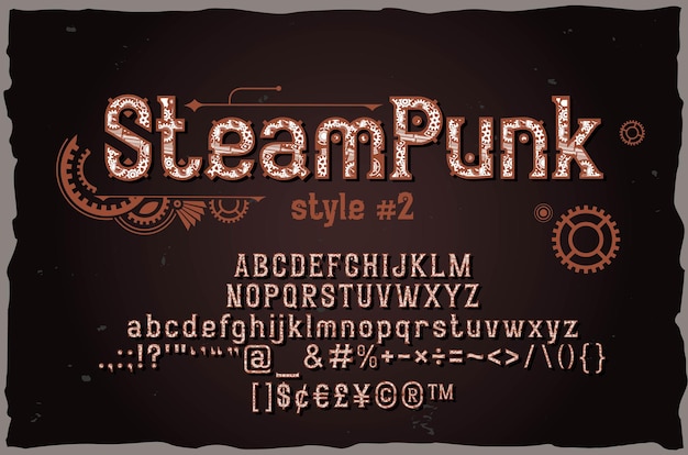 Vector steampunk sterk decoratief lettertype