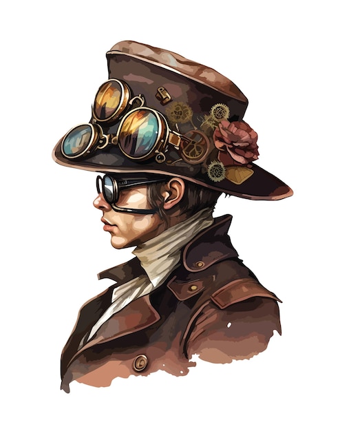 Steampunk vrouw clipart geïsoleerde vectorillustratie