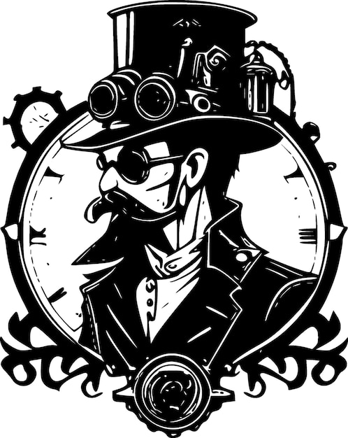 Vector steampunk zwart-wit vectorillustratie