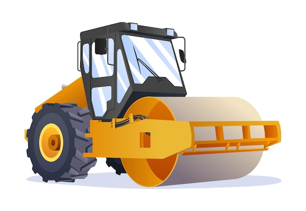 steamroller compactor vector illustration Heavy machinery construction vehicle isolated on white
