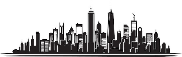 Vector stedelijke silhouetten monochrome cityscape vector nocturnal majesty black vector cityscape