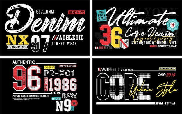 Stedelijke straat typografie T shirt ontwerp grafische vector bundel USA stedelijke stad T shirt ontwerpen set