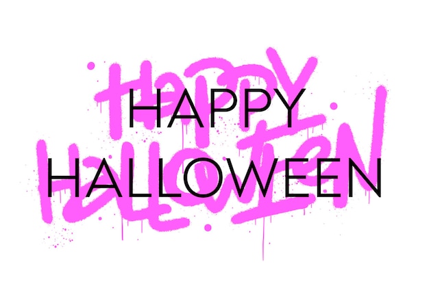Stedelijke straatgraffitistijl met typografie Slogan van Happy Halloween Print voor grafische tee-kaartdecoratie sociale media Concept voor feestvakantie trick or treat Nostalgie voor de jaren 80 en 90