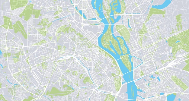 Stedelijke vector stadsplattegrond van kiev, oekraïne, europa