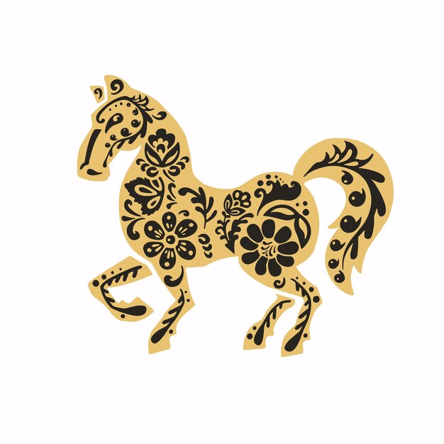 Steed horse with retro painted black and gold vector illustration eps 10