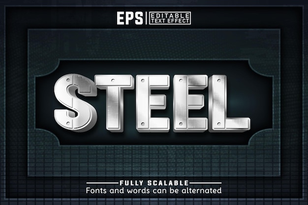 Vector steel 3d editable text effect