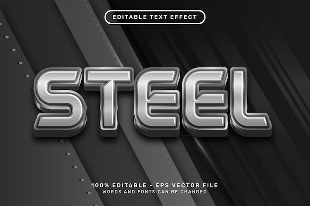 Steel 3d text effect and editable text effect