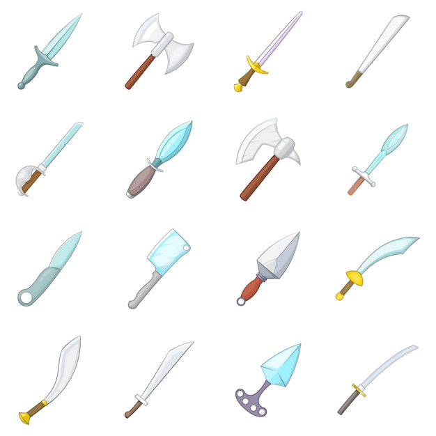 Steel arms icons set