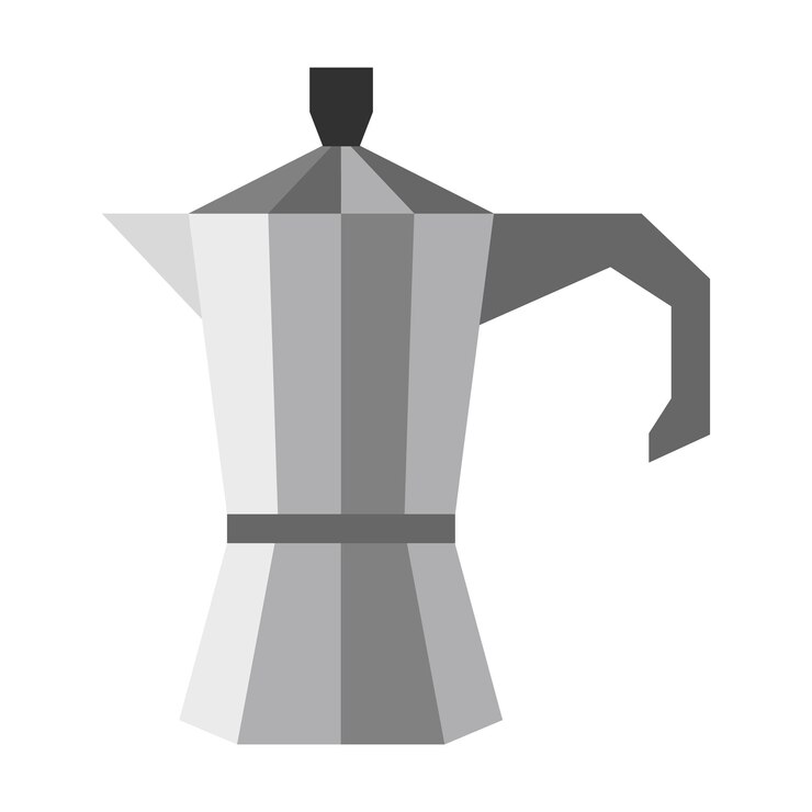 Vector steel coffee pot icon in flat style on a white background