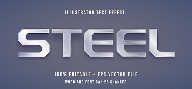 Steel editable text effect metallic and shiny text style free vector