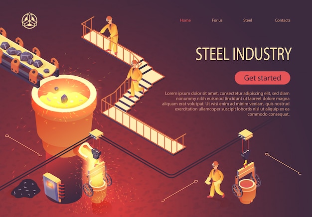 Steel industry landingspagina voor iron factory workshop