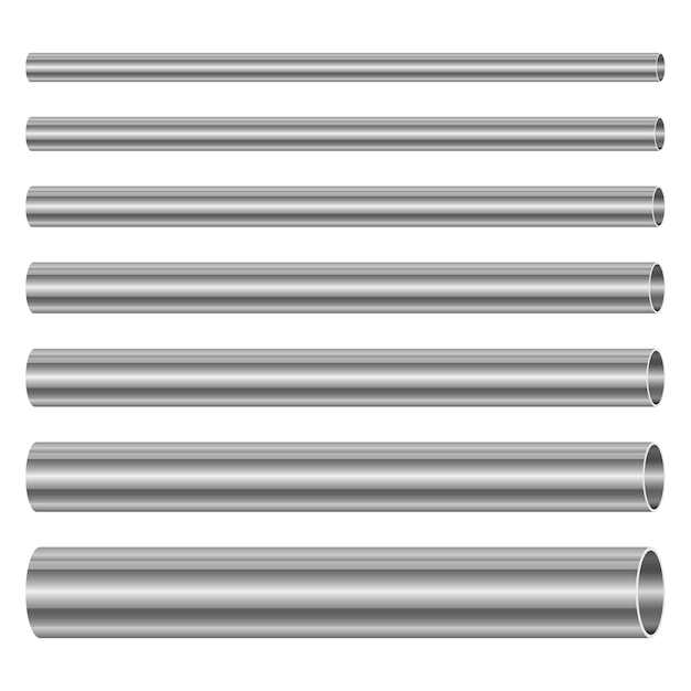 Vector steel pipes set design illustration isolated on white background