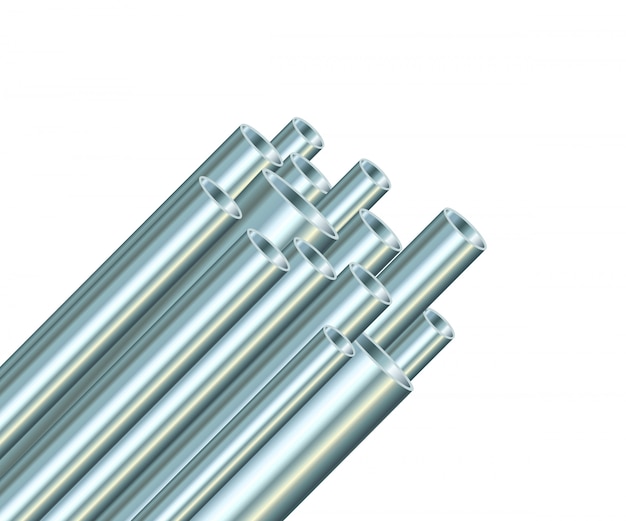 Steel pipes on a white background. industrial metal tube .