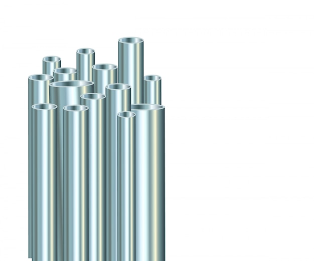 Vector steel pipes on a white background. industrial metal tube .