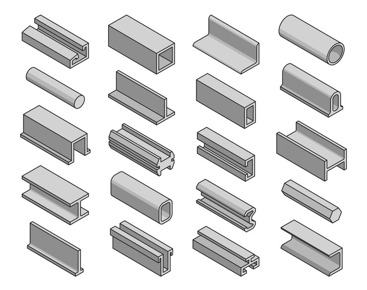 Vector steel products iron profile metal beams and pipes
