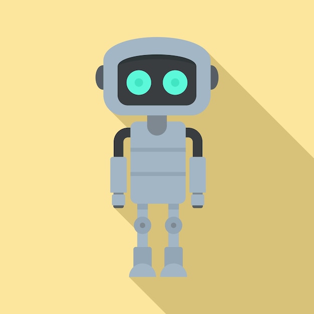 Steel robot icon Flat illustration of steel robot vector icon for web design