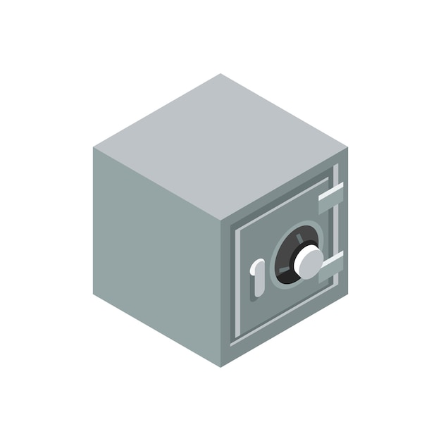 Steel safe colored isometric vector illustration