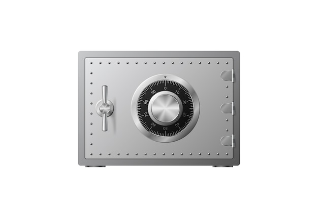 Vector steel safe with combination lock  on a white background. armored box. reliable data protection. protection of personal information.  illustration