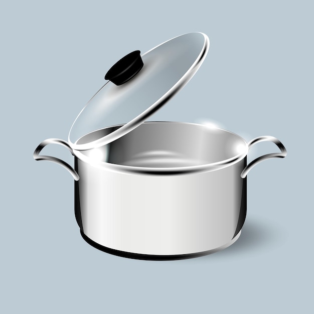 Vector steel saucepan vector illustration template ready for your design