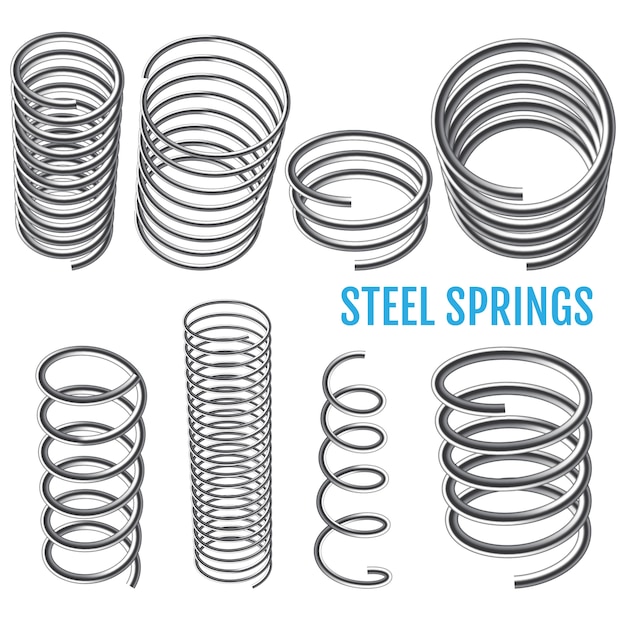 Vector steel springs. spiral spring set.
