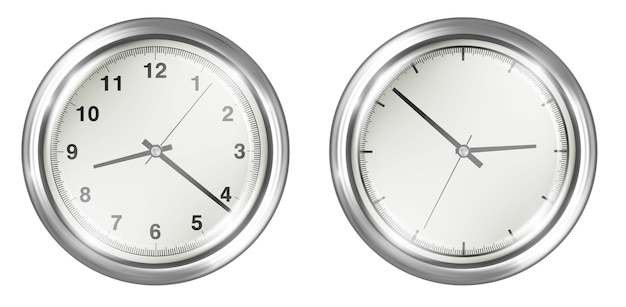 steel vintage wall clock on a white background