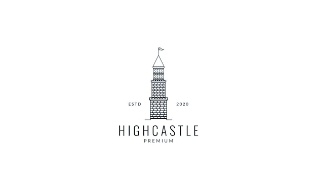 Steen hoog kasteel toren logo vector pictogram illustratie ontwerp