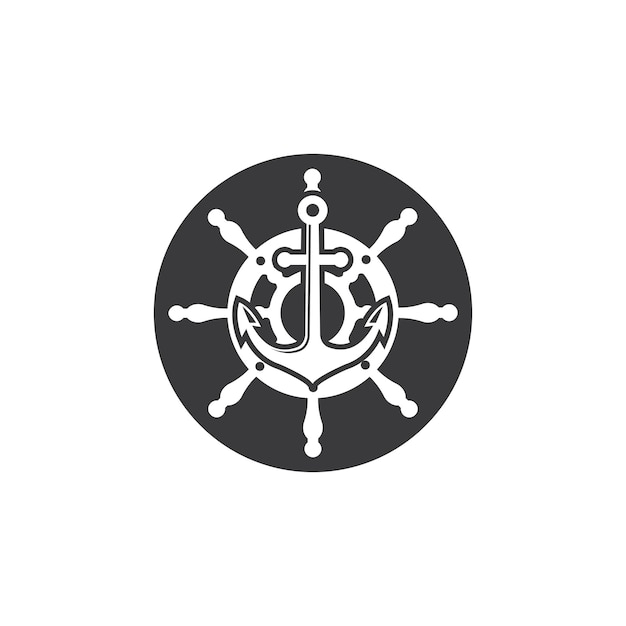 Steering ship anchor vector icon of maritime illustration template