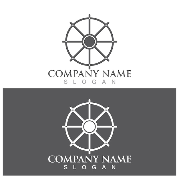 Steering ship logo and vector template