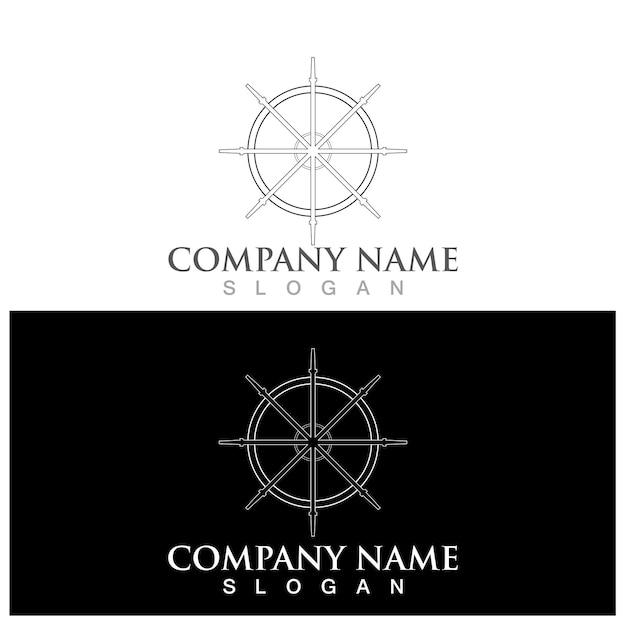 Steering ship logo and vector template